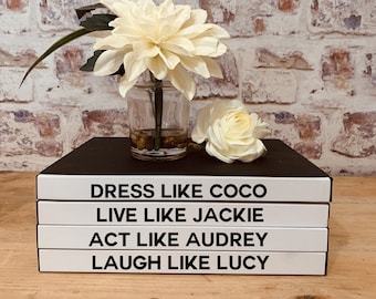 Dress Like Coco, Jackie, Audrey, Lucy Custom Coffee Table Book Stack