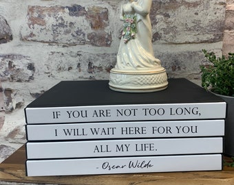 Coffee Table Book Stack – Featuring an Oscar Wilde Love Quote - Elegant Gift or Home Decor
