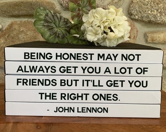 Coffee Table Book John Lennon Quote , Bookcase Décor, Fashion Designer Books, Celebrate Friends,  Wedding Gift, Book about Friends