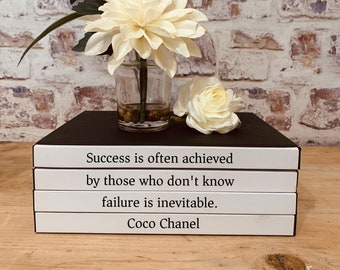 Coffee Table Book Stack, Coco Chanel Quote, Fashion Designer Books, Decorative Designer, Success Quote, Personalized Gift