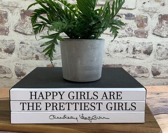 Elegant Audrey Hepburn Quote Book Stack: Stylish Decor for Book Lovers and Hepburn Fans