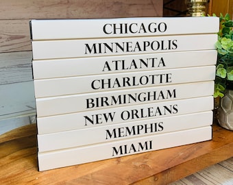 Personalized Books Stack featuring your Favorite Cities, States, Countries, or Unique Map Coordinates