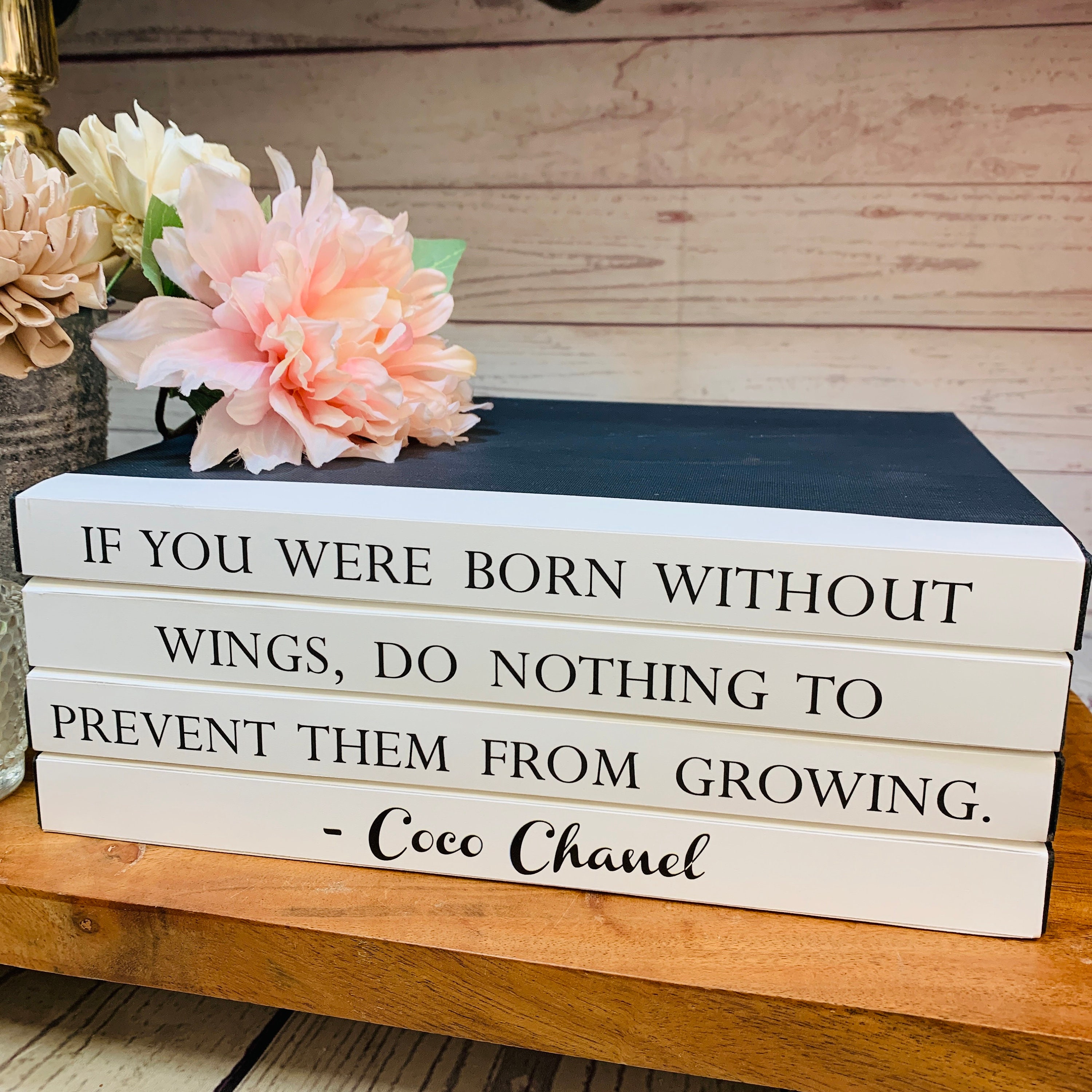 Coffee Table Book Stack Coco Chanel Quote, Fashion Designer Books,  Decorative Designer, Coco Chanel Elegance Quote