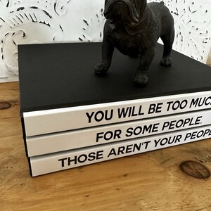 Custom Quote Book Stack: Minimalist Coffee Table Decor BLK Book BLK Font