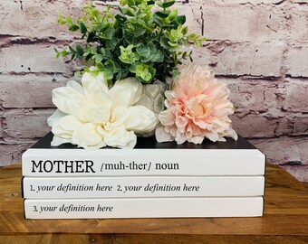 Mother's Day Dictionary Book Stack, Book risers, Coffee Table books, Coffee Table Books, Bookshelf Decor, Custom unique gifts