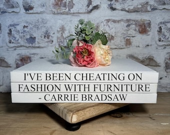 Coffee Table Decor Book Stack with Carrie Bradshaw Quote, Custom Book Stack