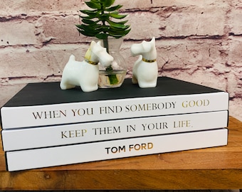 Tom Ford Quote Book Stack Decor, Bookcase Décor, Fashion Designer Books, Coffee Table Books, Valentines Day Gift