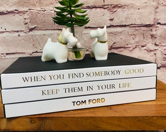 Tom Ford Quote Book Stack Decor, Bookcase Décor, Fashion Designer Books, Coffee Table Books, Valentines Day Gift