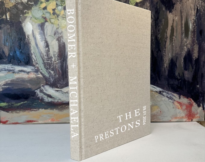 Featured listing image: Linen Wedding Guest Book, Personalized Journal (8.5 x 11)