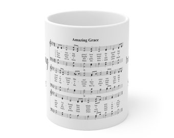Charming Coffee Mug with Serene Christian Hymn Amazing Grace - Perfect Devotional Gift