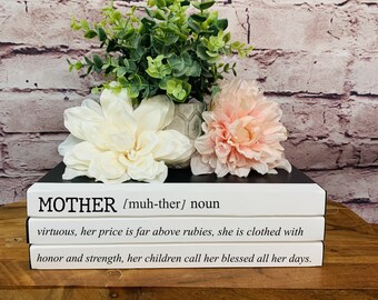 Proverbs 31 Book Stack, Mother, Mimi, Nana, Mother's Day Gift, Virtuous Woman Gift, Coffee Table Books, Bookshelf Decor, Christian Gift
