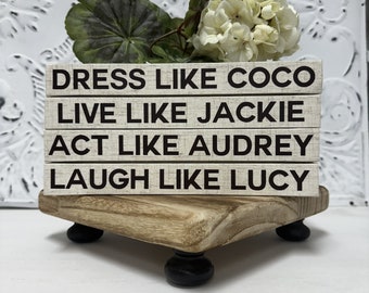 Decorative Linen 4 Book Stack "Laugh like Lucy", Coco, Jackie, Audrey, Lucy Custom coffee table book stack, Custom Christmas Gift