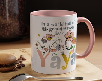 Yaya Coffee Mug | Floral Pastel Design, Mother's Day Gift