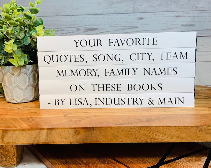 Featured listing image: Custom Personalized Coffee Table Book Stack, Design Your Own Books, Bookcase Décor, Custom Christmas Gift