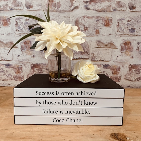 Coffee Table Book Stack Coco Chanel Quote Fashion Designer 