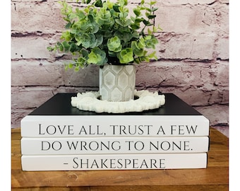 Custom Coffee Table Book Shakespeare Quote, Bookcase Décor, Coffee Table Books, Wedding Gift, Minimalist Décor, Valentine's Day Gift