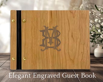 Custom Engraved Wooden Guest Book | Rustic Wedding Keepsake