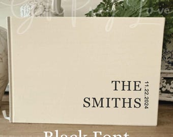 Personalized Linen Guest Book, Wedding Guest Book, Sign In Book, Signing Book