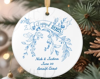 Personalized Engagement Ornament 2025: Couples Christmas Ornament Keepsake