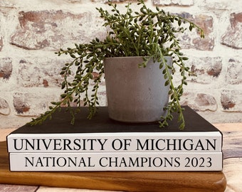 University of Michigan Wolverine National Championship Book Stack, Coffee Table Books, Bookcase Décor, Graduation Gift