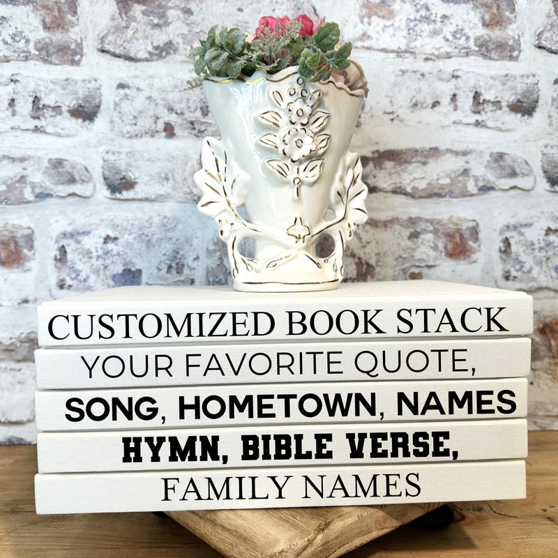 Personalized Stack Books Stacked Books Decor - Etsy