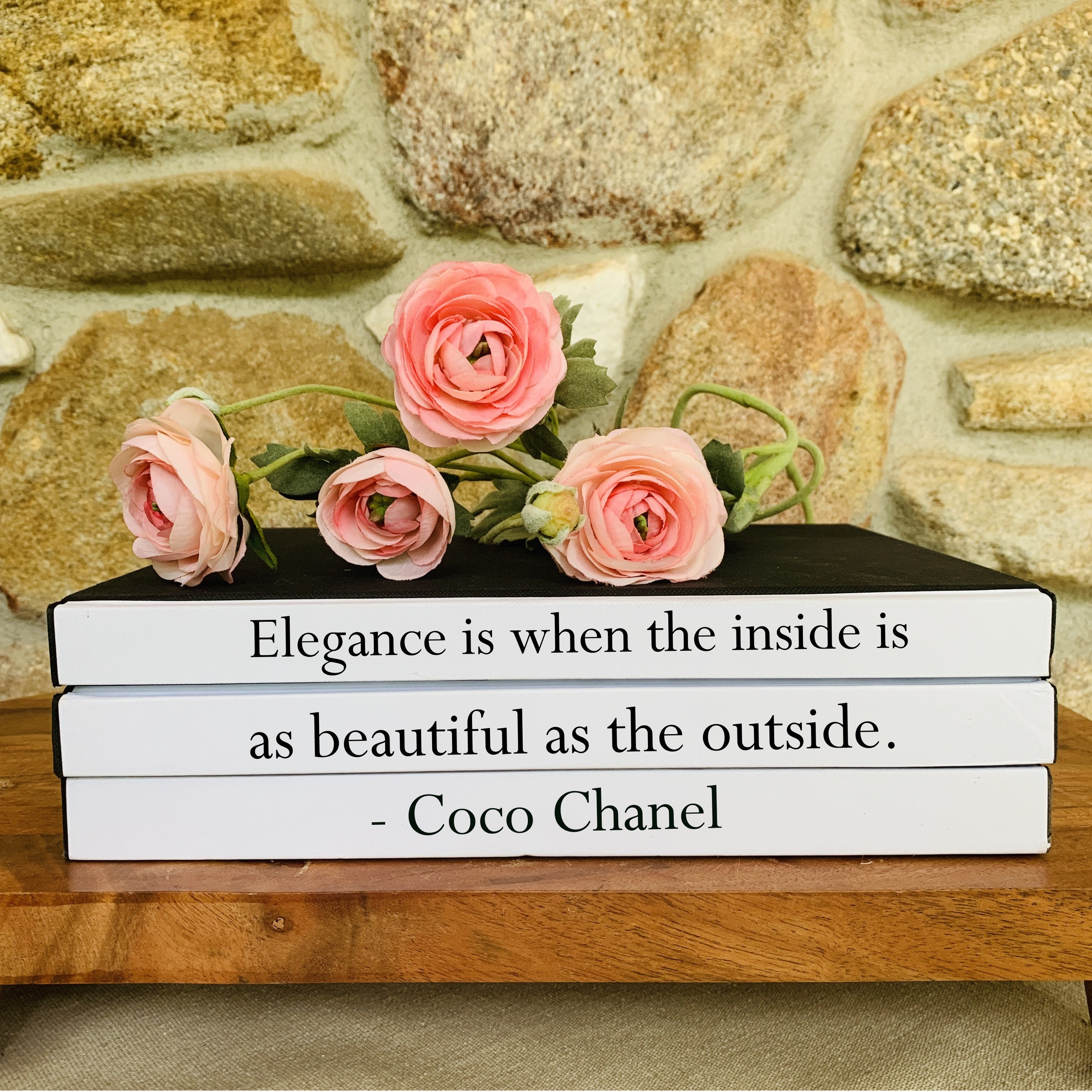 Coffee Table Book Stack, Coco Chanel Quote, Fashion Designer Books,  Decorative Designer, Coco Fabulous Quote
