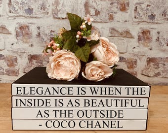 Luxury Coffee Table Book Stack – Featuring a Coco Chanel Elegance Quote