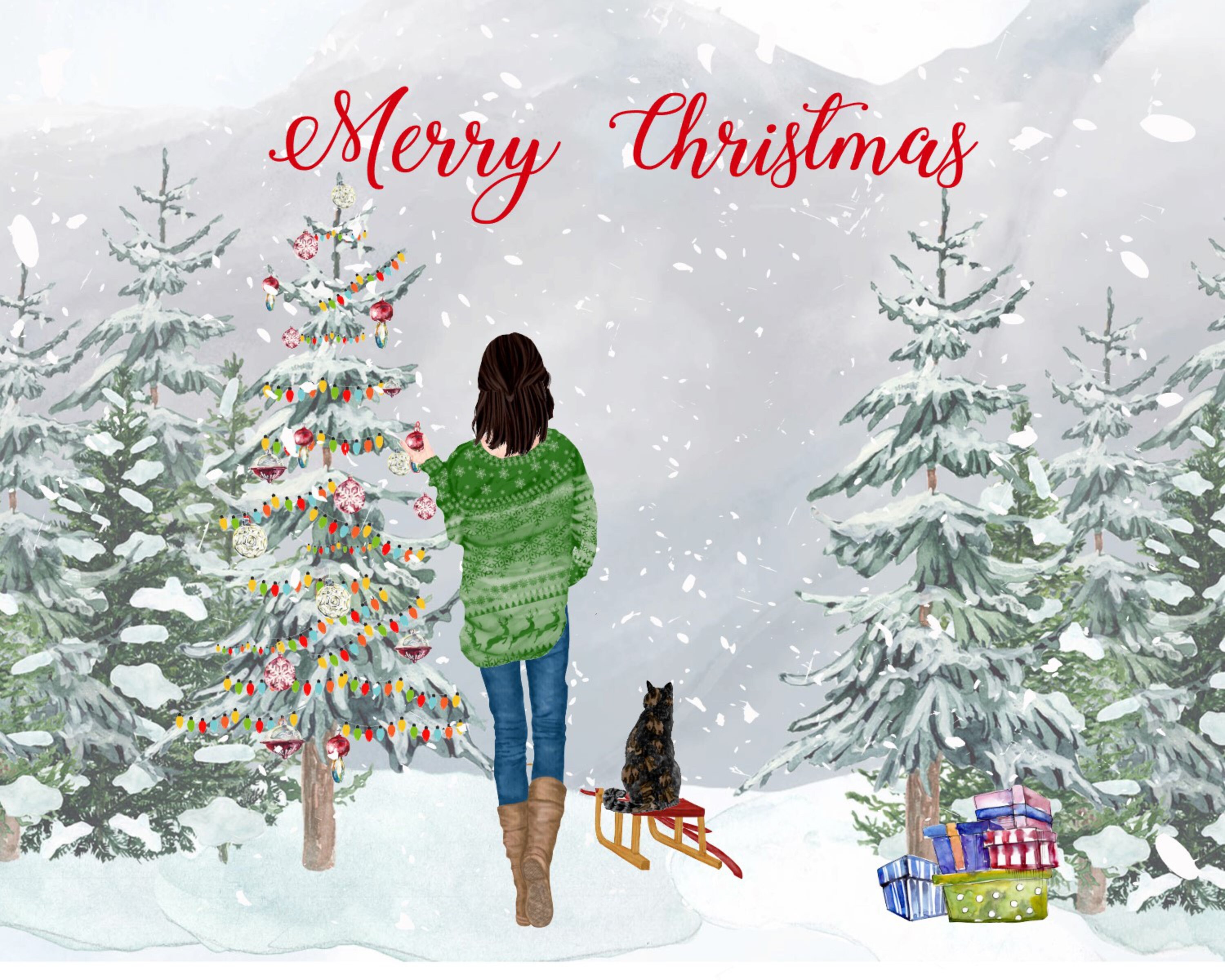 Custom Family and Friend Christmas Cards  Emailed to you for print!