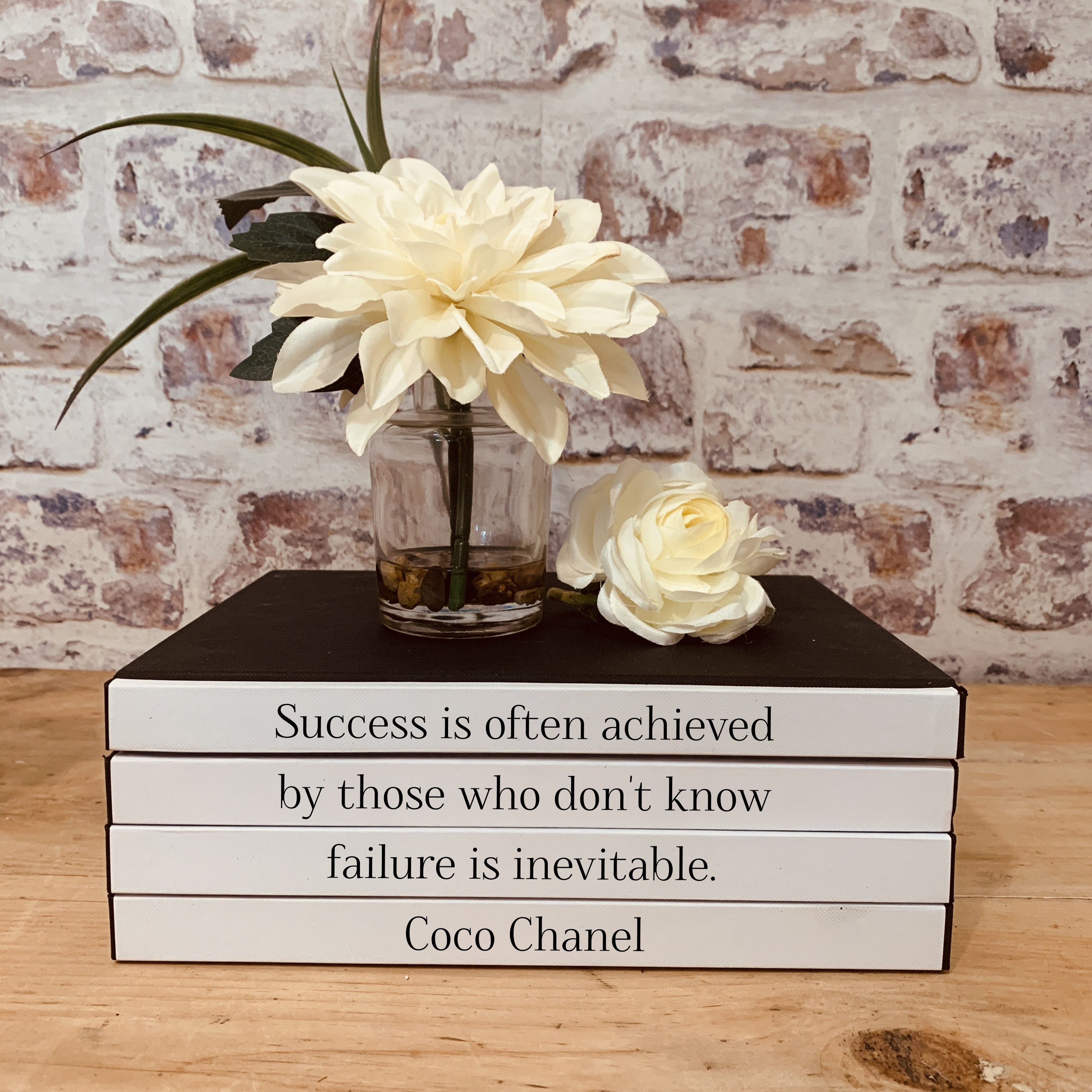 Custom Coffee Table Book Stack Coco Chanel Quote Fashion 