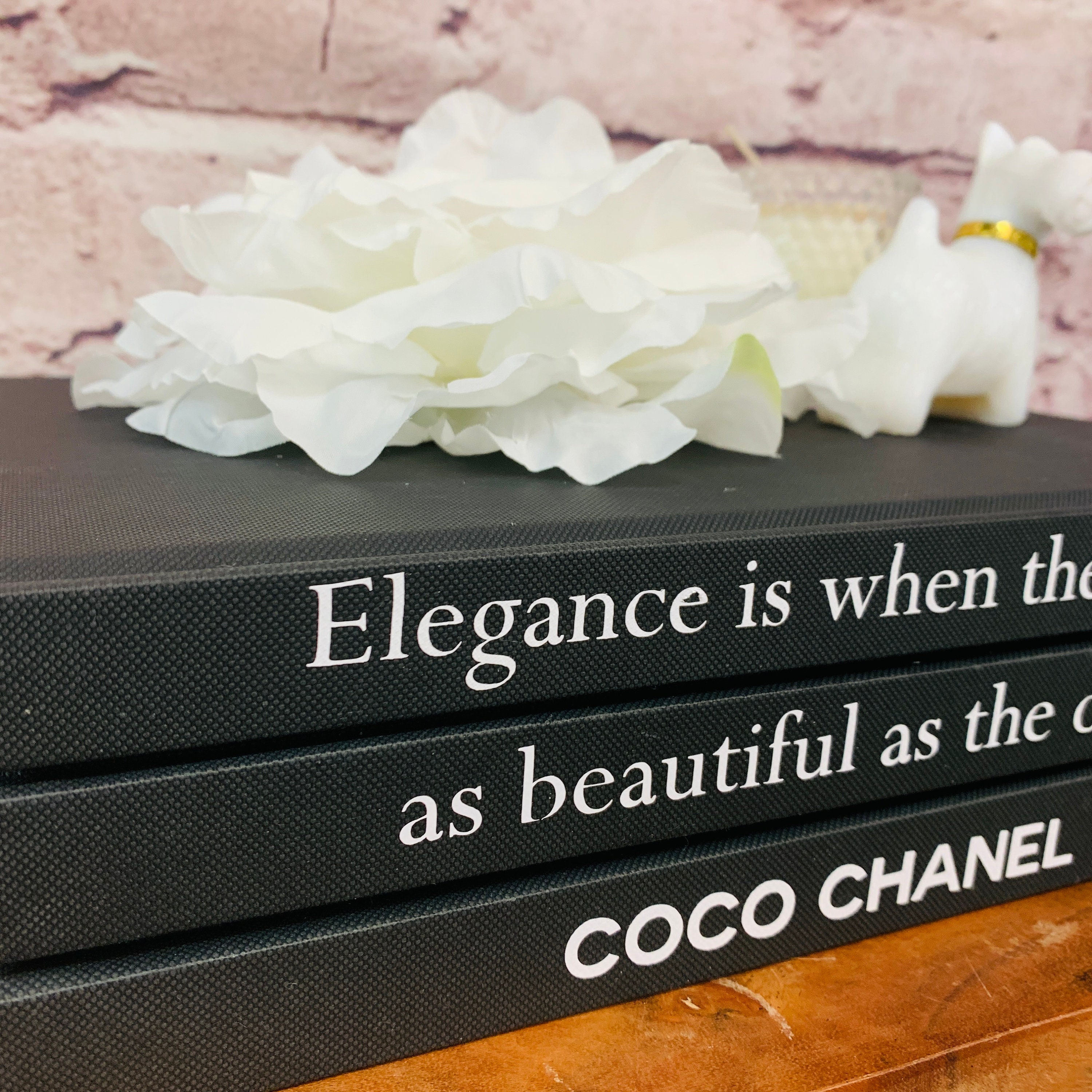 Coffee Table Book Stack Coco Chanel Quote Fashion Designer 