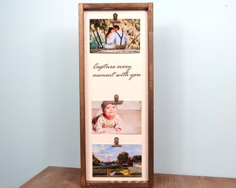 Engraved Pinewood Collage Picture Frame: Personalized Wedding Keepsake