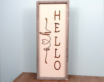 Personalized Engraved Wood Welcome Sign: Farmhouse Wall Decor