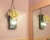 Rustic Mason Jar Hanging Wall Decor with LED String Lights,Inspirational Country Style Vintage Wall Decoration,6 Hour Timer set of 2