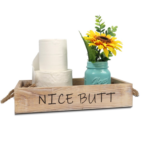 CLEARANCE ITEM - Funny Toilet Paper Holder| Nice Butt Rustic Toilet Paper Box | Farmhouse Bathroom Decor | Farmhouse Decor Gifts under 10