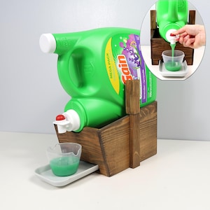 Farmhouse Style Laundry Station,Detergent Cup Holder, Drip Catcher, Detergent Dispenser for Laundry Room, Laundry Organizer for Detergent