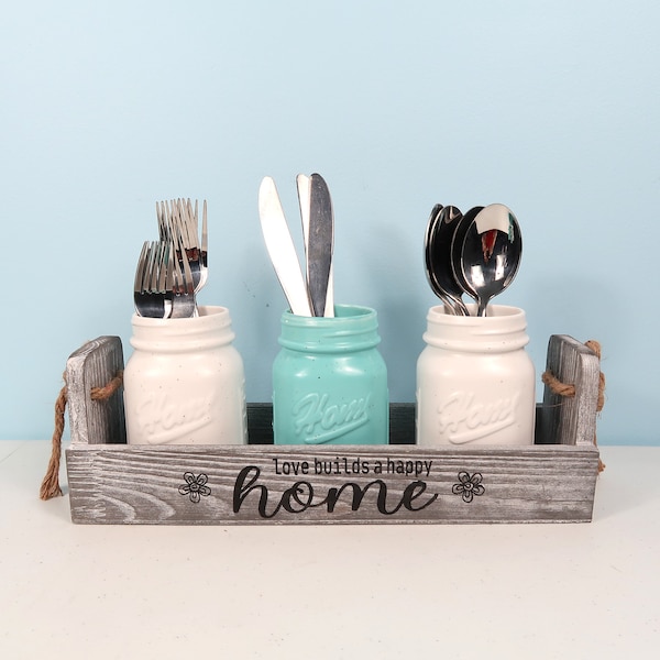 Mason Jar Utensil Holder Etsy
