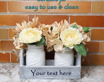 Personalized Farmhouse Mason Jar Centerpiece: Rustic Table Decor