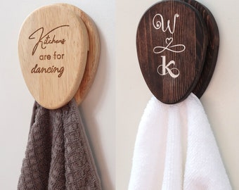 Personalized Wooden Towel Holder – Wall-Mounted Magic Marble Water Drop Design, Bathroom Wood Rack & Hooks