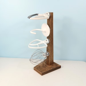 Rustic Kitchenaid Stand Mixer Attachment Wood Holders, Countertop Space Saver, Kitchen Storage Organizer Whisk,Dough Hook, Paddle Holder