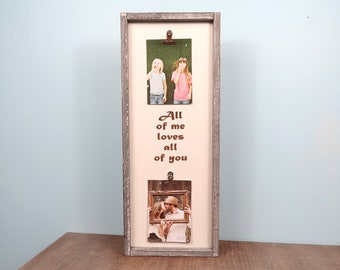 Engraved Portrait Collage Picture Frame: Rustic Pinewood Keepsake