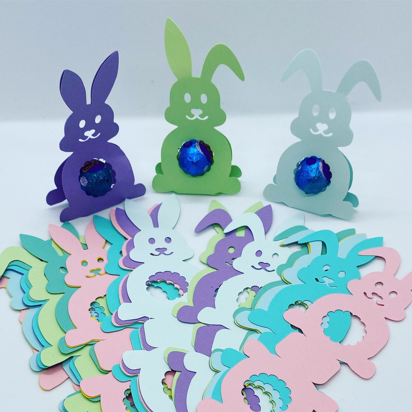 Easter Bunny Rabbit Chocolate Egg Holder and Lollipop Holder BUNDLE