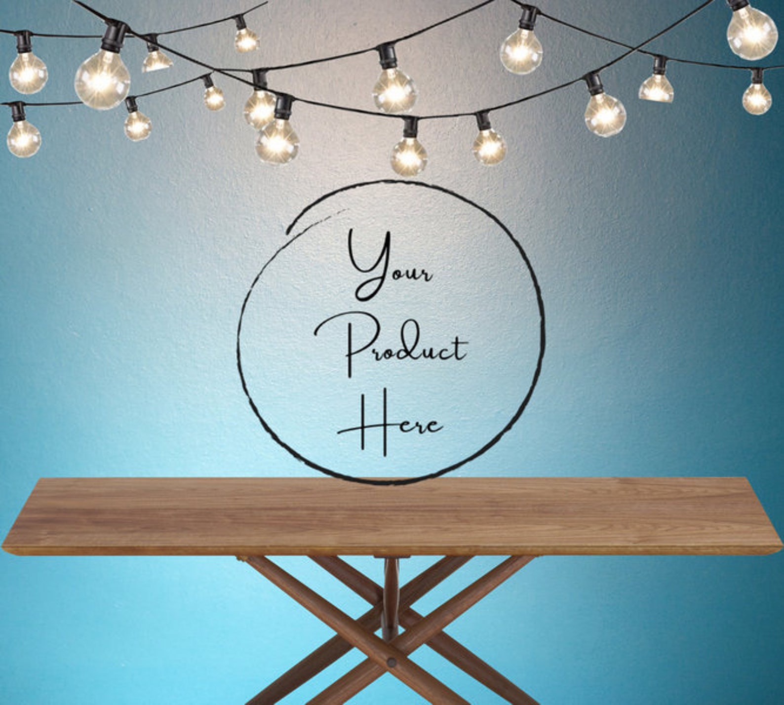 Product Background Mockup Display Table with Wall