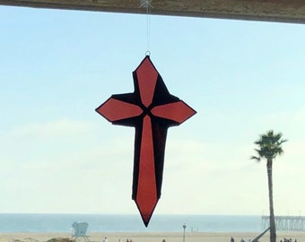 Purple Stained Glass Cross- 3D