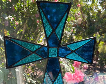 Stunning Blue and Teal Cross within a Cross