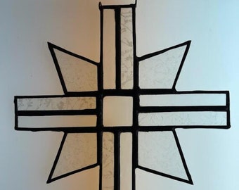 Higher Things Clear Glass Variety cross with Star Accent and Black Patina