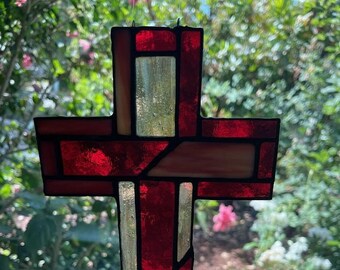 Art Deco Cross in Red and Gold