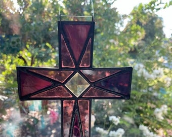 Purple Jeweled Triangles Cross