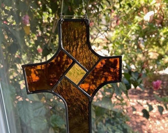Gold and Amber Swirl Cross
