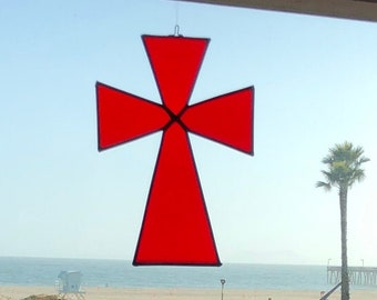 Knights Templar Red Stained Glass Cross
