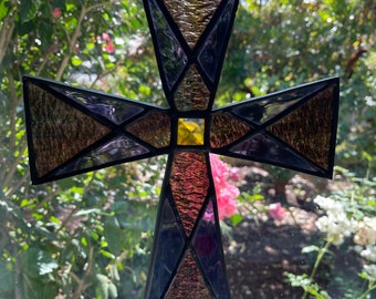 Cross within a Cross- Purple Green and Tan